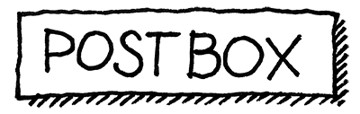 Das Bild zeigt in einer Handschrift den Schriftzug: Post Box